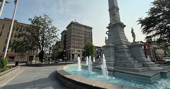 Monument with a Statue at The Confluence Apartments, Easton, Pennsylvania