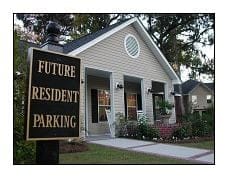a sign in front of a house that says future resident parking