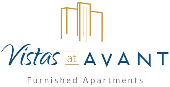 A logo for Vistas at AVANT Furnished Apartments.