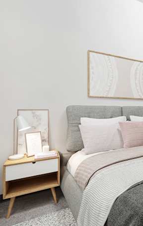 a bedroom with a bed and a closet