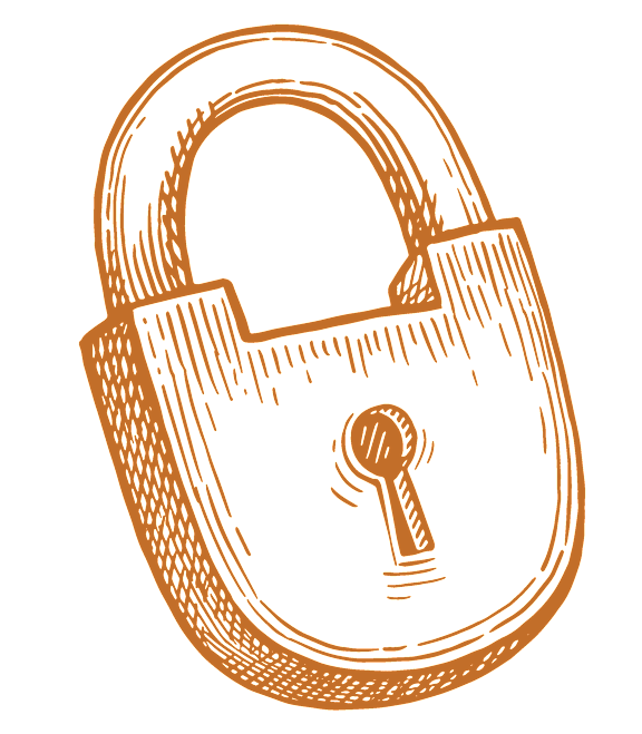 A sketch of a padlock.