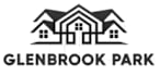 A black and white image of a house with the text Glenbrook Park.