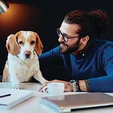 Man With His Dog  at 1415 @ The Yard, Omaha, Nebraska