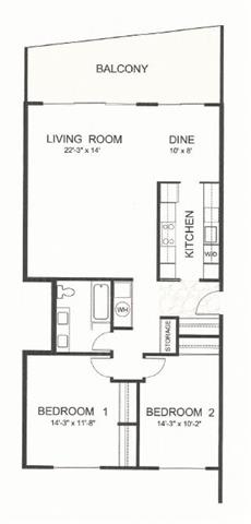 A Floor Plan at Parkview Apartments, Idaho, 83706