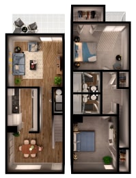 2 bed 2 bath B6 Floor Plan at Riverstone, Bryan