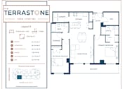 Thumbnail 3 of 22 - A floor plan for a property called The Terrastone Lake Charles shows the layout of the rooms and their dimensions.