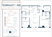 Thumbnail 5 of 22 - A floor plan for a house layout with a den, two bathrooms, and a kitchen.