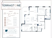 Thumbnail 12 of 22 - A floor plan for a house named The Terrastone Lake Charles showing the layout of the rooms.