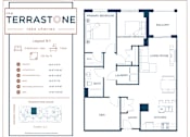 Thumbnail 17 of 22 - A floor plan for a house with a living room, dining room, kitchen, and two bedrooms.