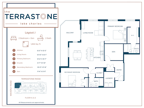A floor plan for a house named The Terrastone Lake Charles showing the layout of the rooms.