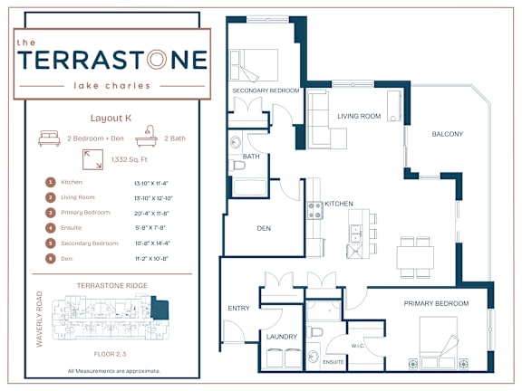 A floor plan for a house with a living room, kitchen, and two bedrooms.