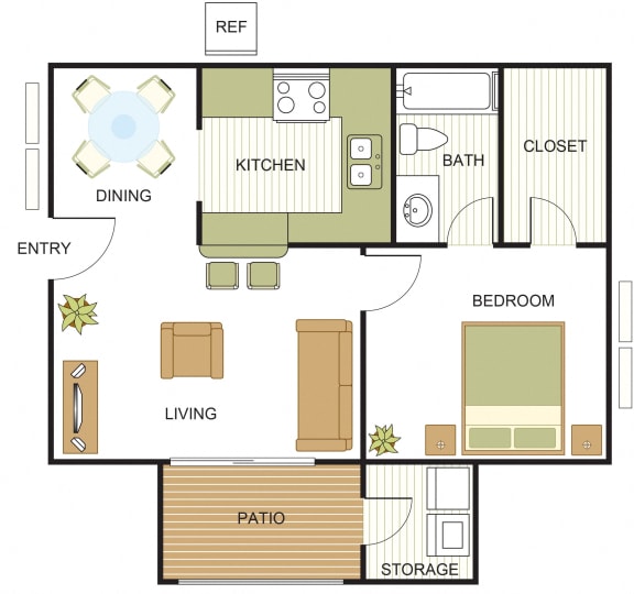 A1 Floor Plan at Newport Apartments,  CLEAR Property Management, Irving, Texas