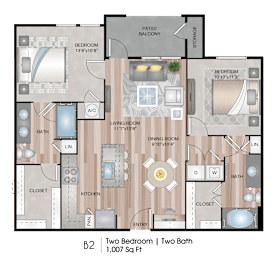 2 Bedroom B2 Floor Plan at Lofts at Katy Ranch, Texas, 77494