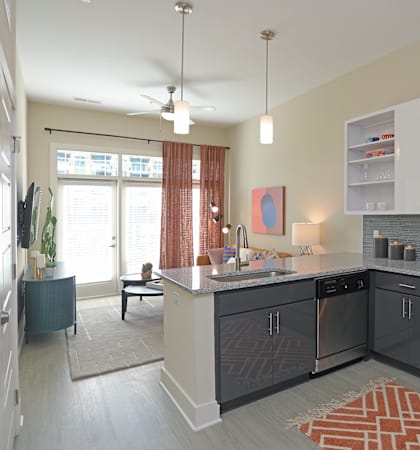 Electric Range In Kitchen1 at Link Apartments Innovation Quarter, Winston Salem