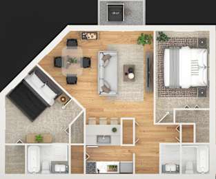  Floor Plan Two Bedroom 2 Bath