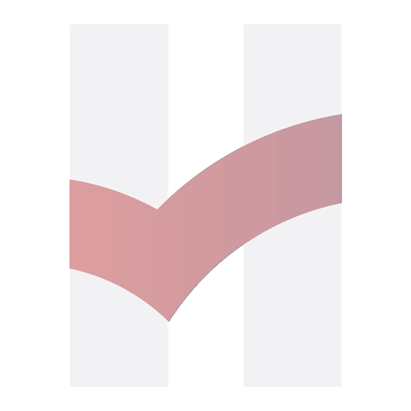 A red shape is in the middle of two blue shapes.
