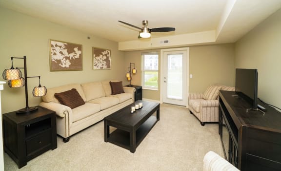 Living Room with Ceiling Fan