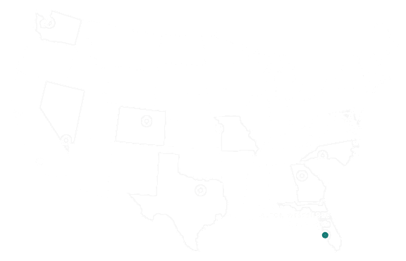 A map of the United States with certain states highlighted and others not.