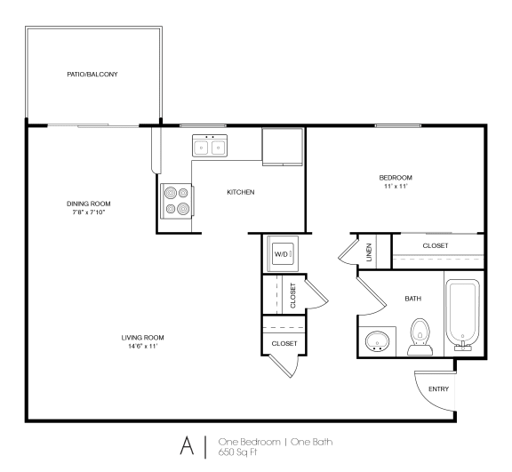 1BR/1BA A Floor Plan at Crooked Oak at Loma Verde Preserve, Novato, CA