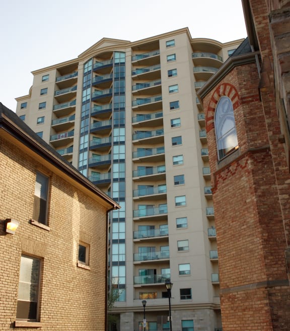 a large apartment building with many balconies