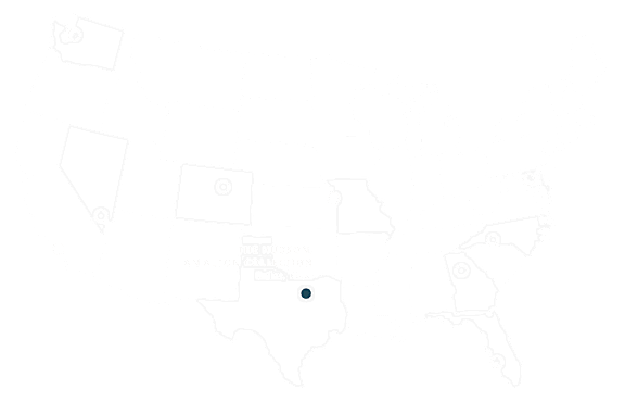 A map of the United States with certain states highlighted and others not.
