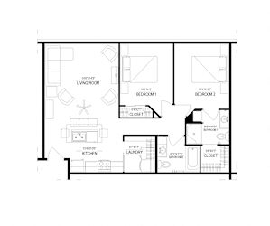 2 Bed/2 Bath, Detached Garage 2.2f Floor Plan