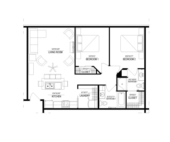 2 Bed/2 Bath, Detached Garage 2 Bed/2 Bath, Detached Garage 2.2f Floor Plan
