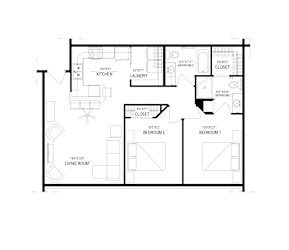 2 Bed/2 Bath Detached Garage, 2.2h Floor Plan