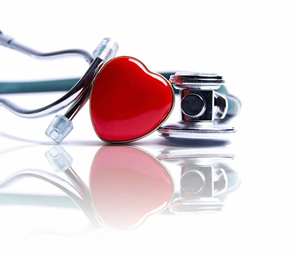 Heart-shaped medical symbol connected to a stethoscope representing healthcare near Skyler Ridge Apartments
