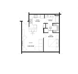 1 Bed/1 Bath, Detached Garage, Floor Plan1 Bed/1 Bath, Detached Garage Floor Plan