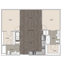 Floor Plan 2E at Artisan Twickenham Square, Huntsville, 35801