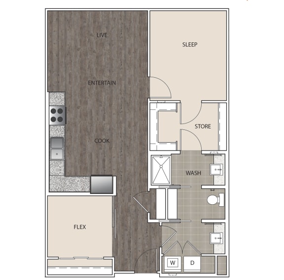 Floor Plan 1E at Artisan Twickenham Square, Huntsville, AL