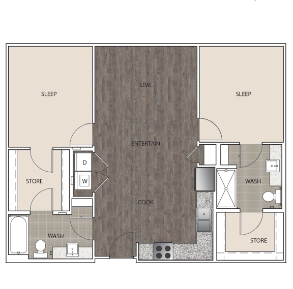 Floor Plan 2E at Artisan Twickenham Square, Huntsville, 35801