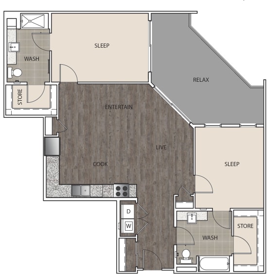 Floor Plan 2E at Artisan Twickenham Square, Huntsville, AL 35801
