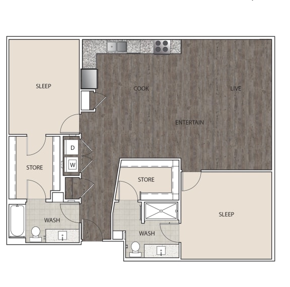 Floor Plan 2H at Artisan Twickenham Square, Huntsville, Alabama
