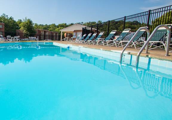 This is a photo of the pool area at Aspen Village Apartments in Cincinnati, OH.