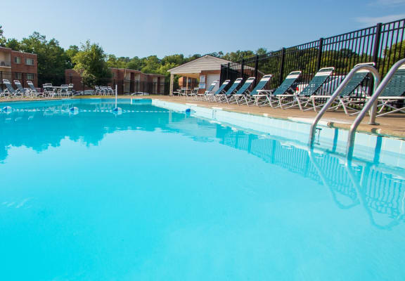 This is a photo of the pool area at Aspen Village Apartments in Cincinnati, OH.