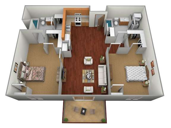 Floor Plan  2 bedroom 2 bath Floor Plan at Stetson Village Apartments, Fergus Falls, MN