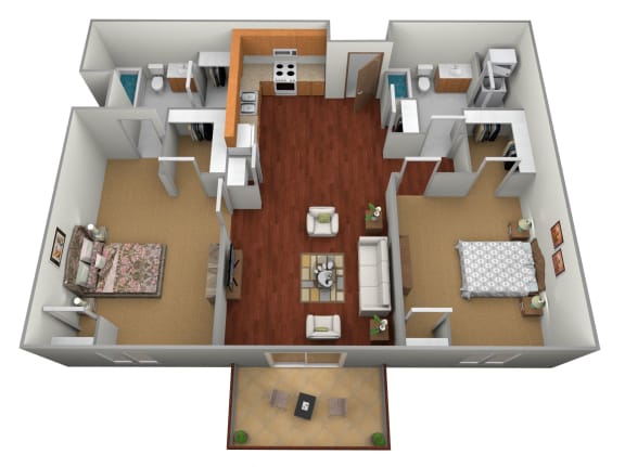 2 bedroom 2 bath Floor Plan at Stetson Village Apartments, Fergus Falls, MN