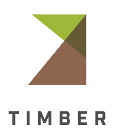 A logo with a triangle shape and the word "TIMBER" below it.