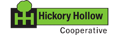 A logo with a tree and the words Hickory Hollow Cooperative.