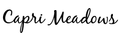 The image displays the text "Capri Meadows" in an elegant script.