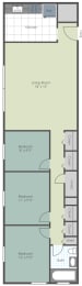 Three bedroom floorplan layout