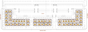A floor plan of a building with multiple rooms labeled with numbers.