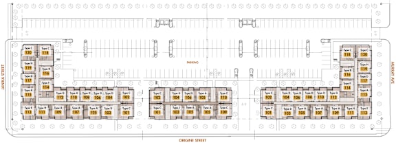 A floor plan of a building with multiple rooms labeled with numbers.