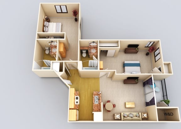 Dominique 2Bed2Bath Floor Plan at 55+ FountainGlen Grand Isle, Murrieta