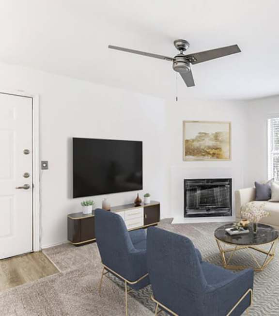 Living room with large window at Wynton Pointe Apartment Homes in Nashville TN