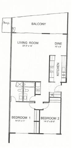 B Floor Plan at Parkview Apartments, Boise