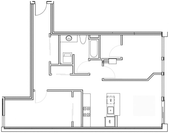Traditional 2bd 1ba - A Floor Plan at Mural, Seattle, WA