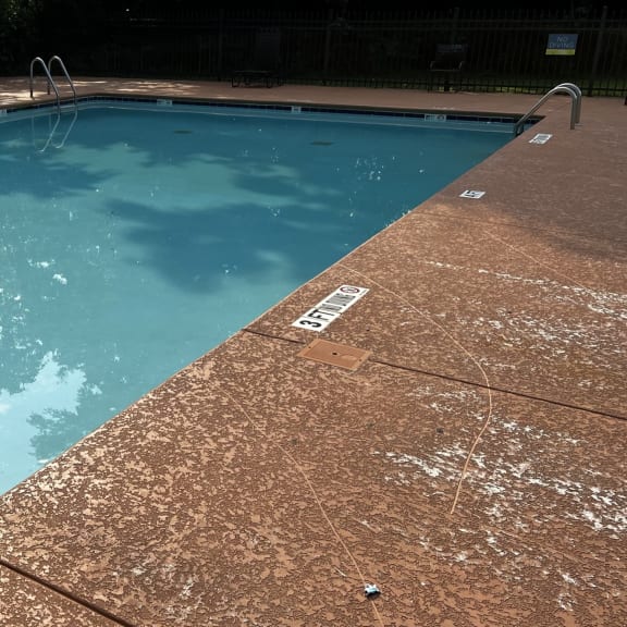 a pool with a blue water